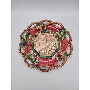 Fitz & Floyd Christmas Lodge Wall Plate Canape Plate 10 1/2" w Hanging Bracket
